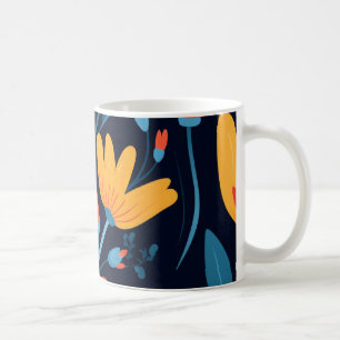 Hübsches, feminin schwarzes Blumenmuster Kaffeetasse