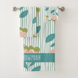 Hübsches feminines Monogramm Blumenmuster Badhandtuch Set