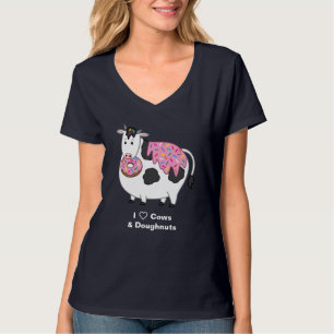Hübsches Fett Holstein Kuh Ess Sprinkle Doughnut T-Shirt