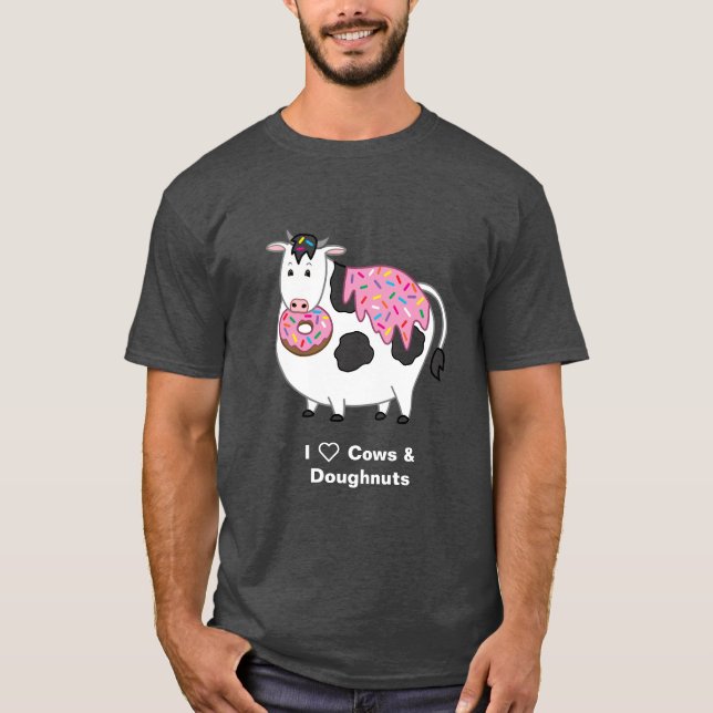 Hübsches Fett Holstein Kuh Ess Sprinkle Doughnut T-Shirt (Vorderseite)