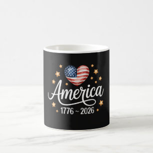 Hübsches Flaggenherz 1776-2026 4. Juli 250. Jahres Kaffeetasse