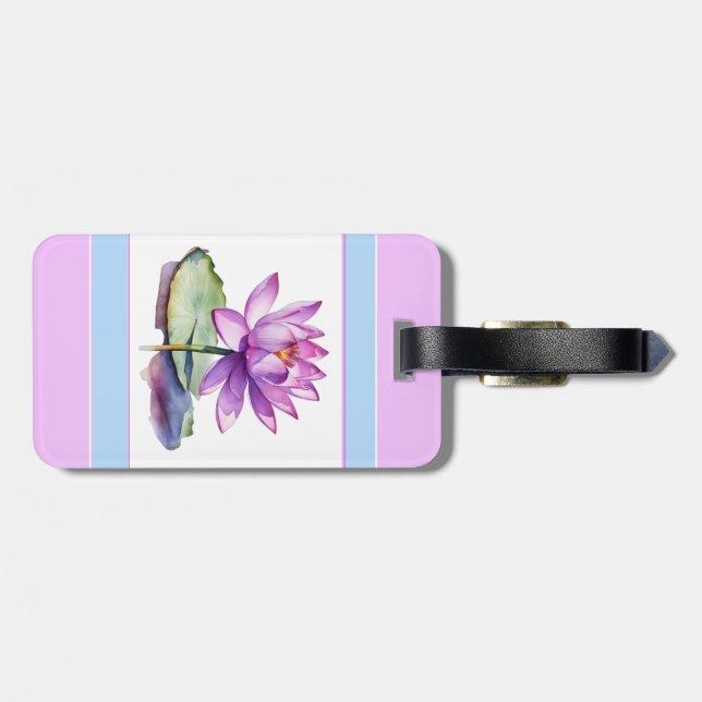 Hübsches Floral Water Luggage Tag Lilac Gepäckanhänger (Rückseite horizontal)