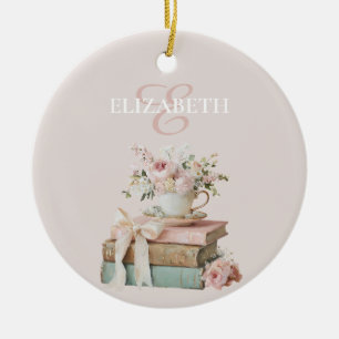 Hübsches florales Bücherliebhaber-Geschenk persona Keramik Ornament