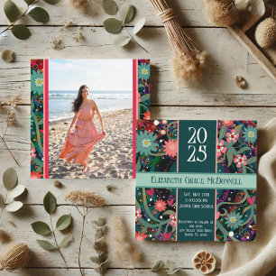 Hübsches florales Foto Einzigartiger Abschluss ind Einladung