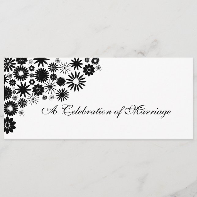 Hübsches Florals Black Wedding Programm (Vorderseite)