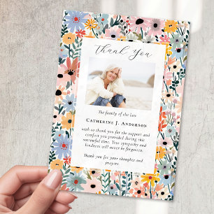 Hübsches Florals Foto Beileid Beerdigung Gedenkstä Dankeskarte