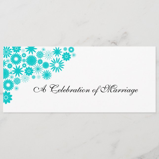 Hübsches Florals Türkis Hochzeitsprogramm Programm (Vorderseite)