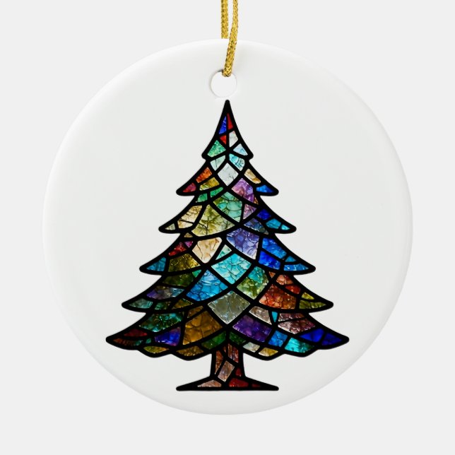 Hübsches Foto aus gehärtetem Glass Pine Tree Keramik Ornament (Vorne)