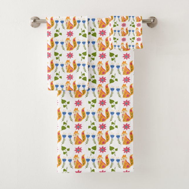Hübsches Foxy Blumenpastellmuster Badhandtuch Set (Insitu)