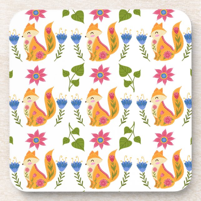 Hübsches Foxy Blumenpastellmuster Getränkeuntersetzer (Vorderseite)