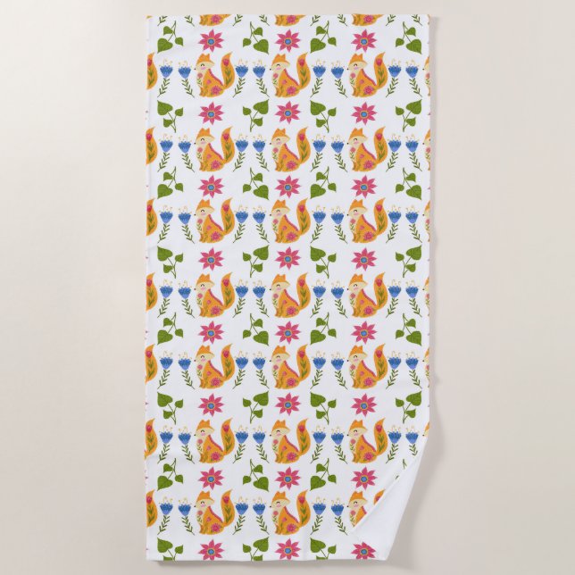 Hübsches Foxy Blumenpastellmuster Strandtuch (Vorderseite)