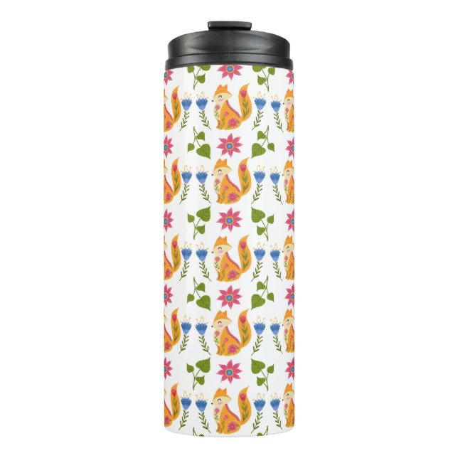 Hübsches Foxy Blumenpastellmuster Thermosbecher (Vorderseite)