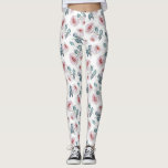 Hübsches Frauenrosenmuster  Leggings<br><div class="desc">Hübsche Rose Blumenmuster auf weißen Leggings.</div>