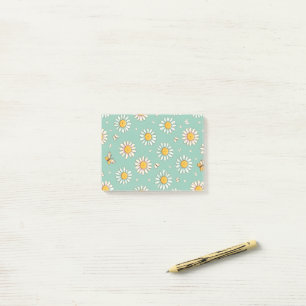 Hübsches Gänseblümchen- und Bienenmuster Post-it Klebezettel