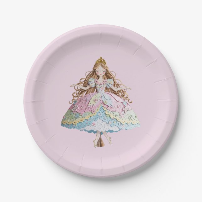 Hübsches Geburtstags-Princess-Party-Plakat Pappteller (Vorderseite)
