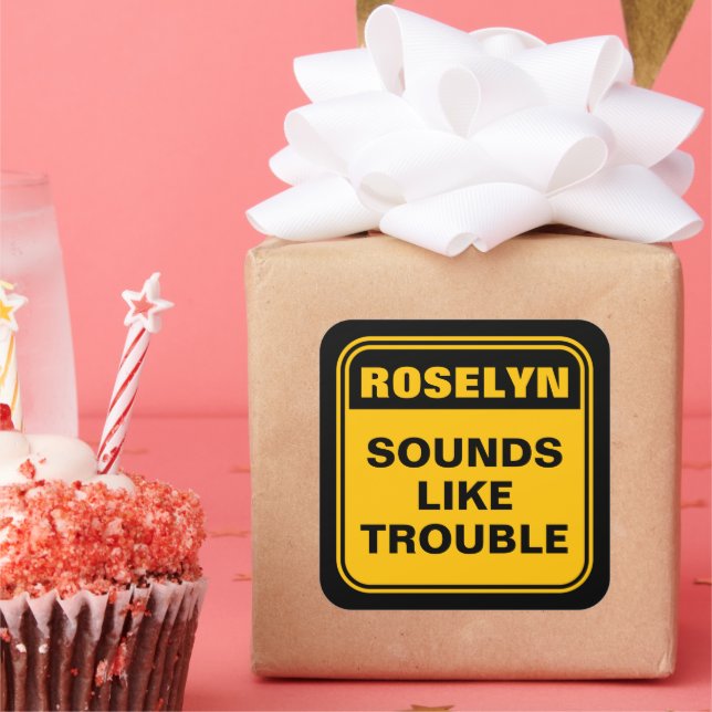 Hübsches Gelb klingt wie ein Warnzeichen Quadratischer Aufkleber (Party)