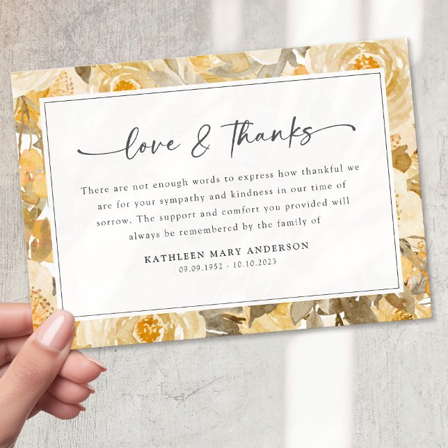 Hübsches Gelbes Beileid Beerdigung Dankeskarte (Von Creator hochgeladen)