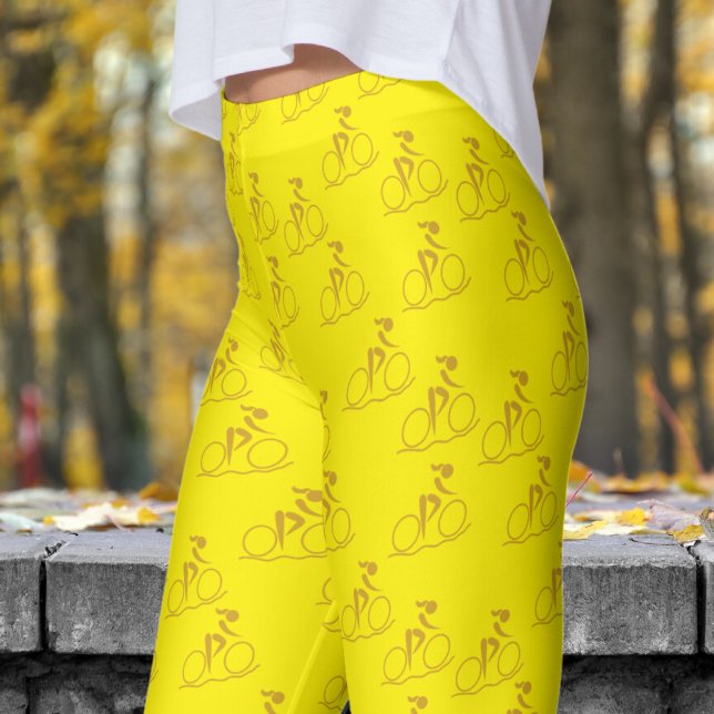 Hübsches Gelbes Mountainbike-Muster Leggings (Womens Mountain Biking on Bright Yellow Leggings)