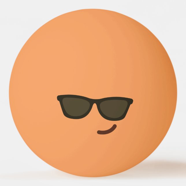 Hübsches Gesicht. Emoji. Emoticon. Mr. Cool! Tischtennisball (Rückseite)