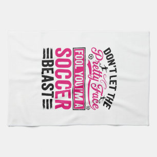 Hübsches Gesicht Fußball-Biest Vintage-Shirt-Desig Geschirrtuch