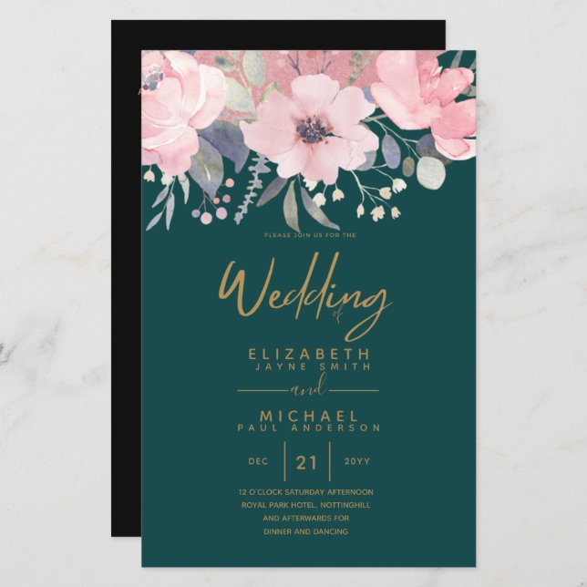 Hübsches Girl Budget Rosegold Blush Pink Floral A9 (Vorne/Hinten)