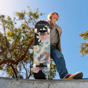 Hübsches Girl Floral Sea Turtle Deck Skateboard