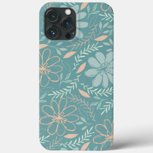 Hübsches Girl Spring Peach & Green Floral Muster Case-Mate iPhone Hülle