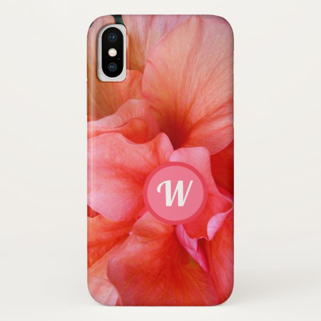 Hübsches Girl Tropical Blume Foto mit Monogramm Case-Mate iPhone Hülle (Rückseite)