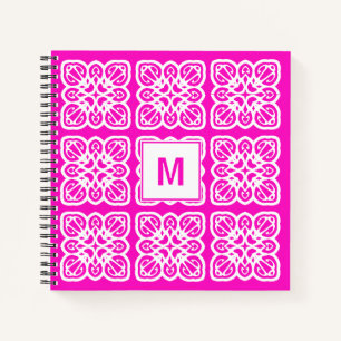 Hübsches Girlie Hot Pink Lace Monogram Notebook Notizbuch