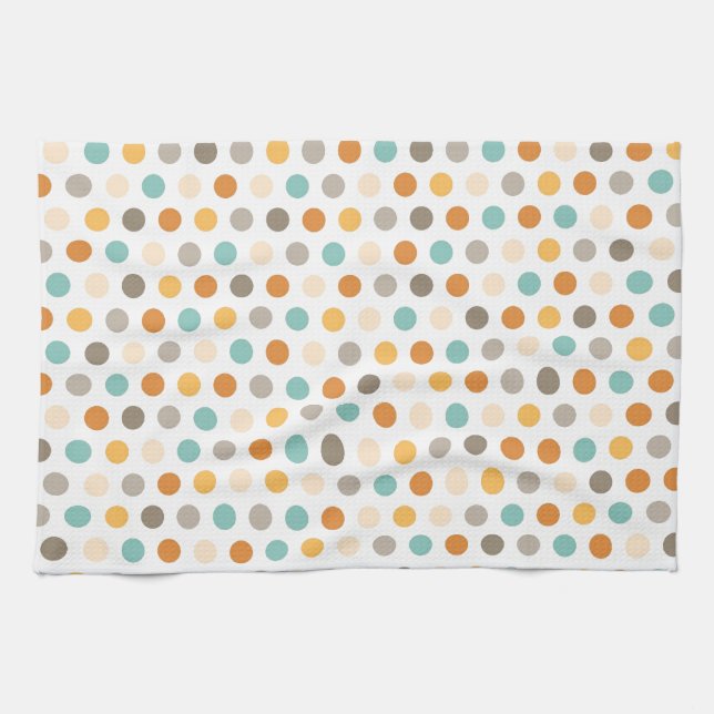 Hübsches Girly multi Farbpolka-Punkt-orange Blau Geschirrtuch (Horizontal)