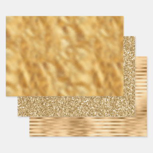 Hübsches Glam-Gold Geschenkpapier Set