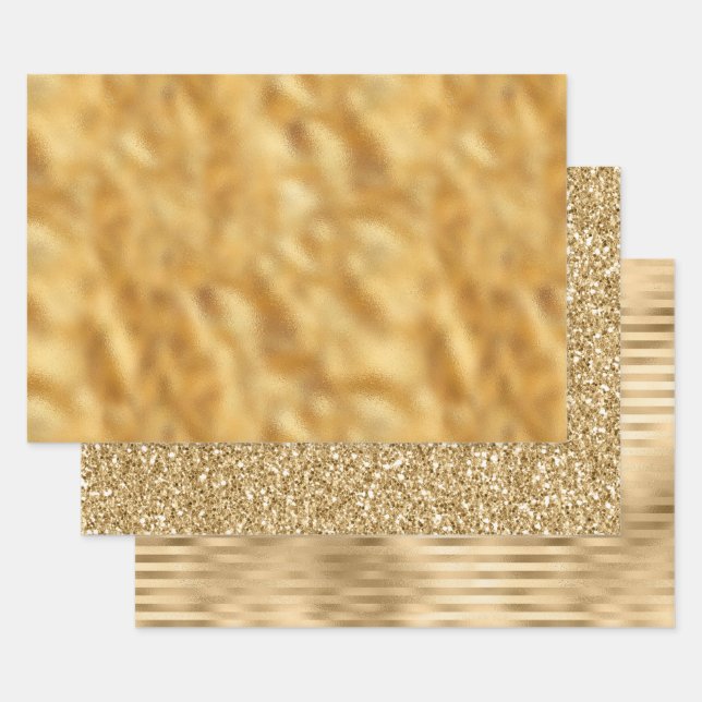 Hübsches Glam-Gold Geschenkpapier Set (Set)