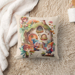 Hübsches Gnom- und Feenkissen Wunderland Kissen