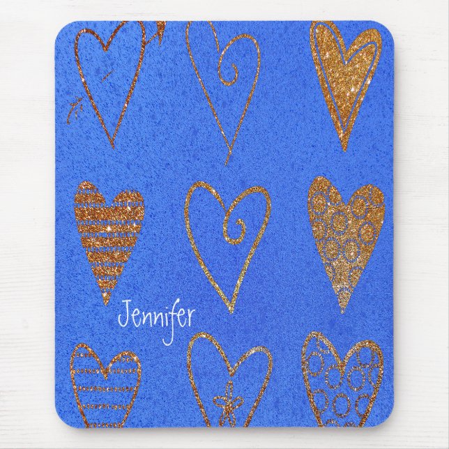 Hübsches Gold-Herz-Mouse-Pad Mousepad (Vorne)