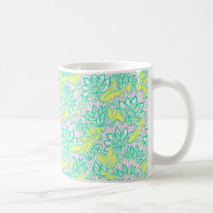 Hübsches grün gelbes Blumenmuster Tasse