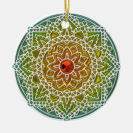 Hübsches Grün und Rot Mandala Weihnachtsgeschenk Keramikornament