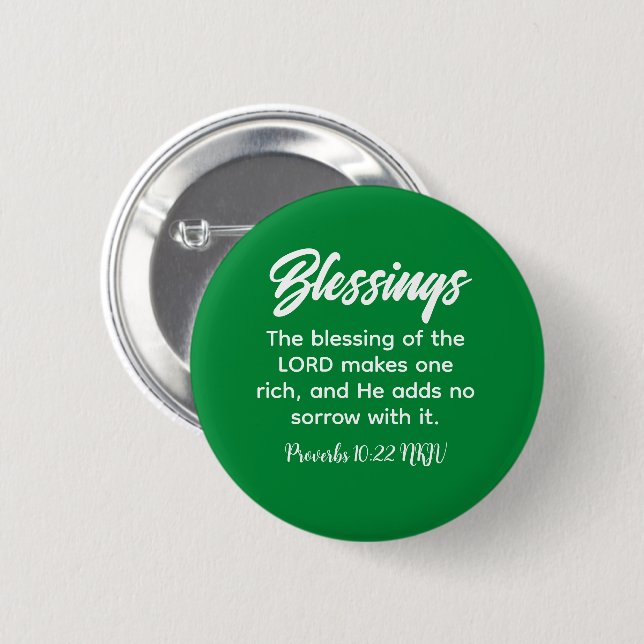 Hübsches Grünes Christliches Glaubensgesegnet Bibe Button (Vorne & Hinten)