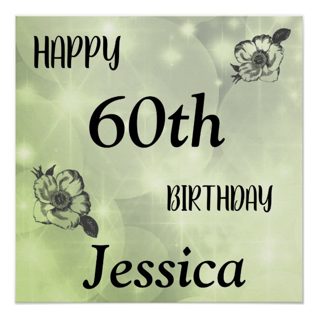 Hübsches grünes Funkeln Happy 60. Geburtstag Poster (Vorderseite)