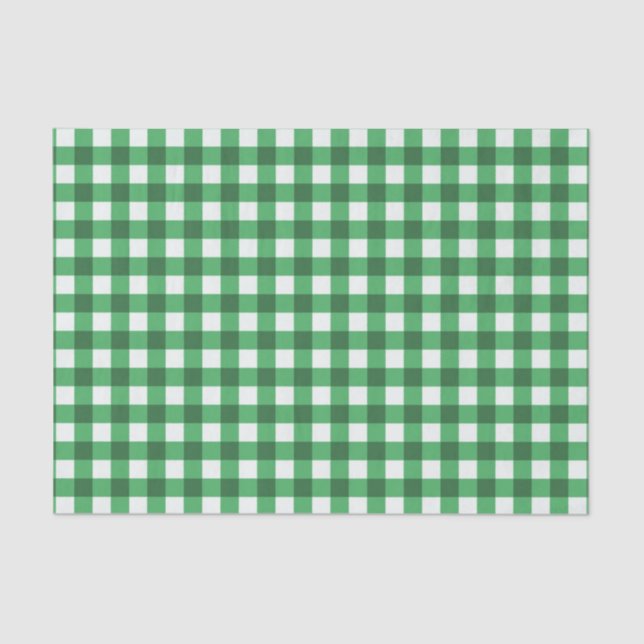 Hübsches grünes Gingham-Prüfmuster Seidenpapier (Vorderseite)