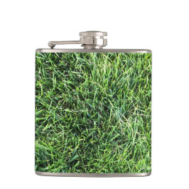 Hübsches Grüngras-Foto-Textur-Muster Spaß Flachmann