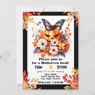 Hübsches Halloween Floral Pumpkin Bash Party Einladung