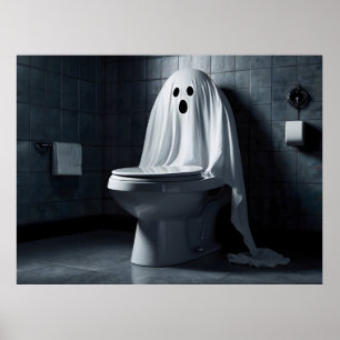 Hübsches Halloween-Geist in der Toilette Poster