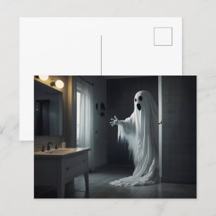 Hübsches Halloween-Geist in der Toilette Postkarte