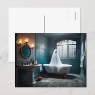 Hübsches Halloween-Geist in der Toilette Postkarte