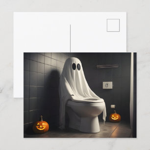 Hübsches Halloween-Geist in der Toilette Postkarte