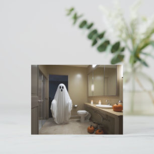 Hübsches Halloween-Geist in der Toilette Postkarte
