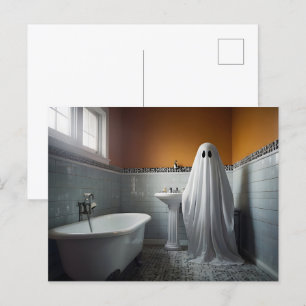 Hübsches Halloween-Geist in der Toilette Postkarte