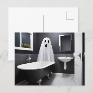 Hübsches Halloween-Geist in der Toilette Postkarte