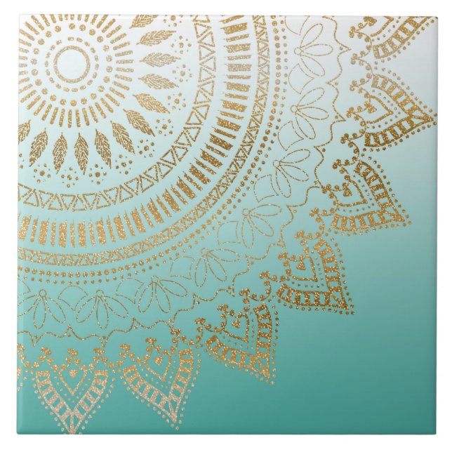 Hübsches, handgezeichnetes Mandala Fliese (Vorderseite)