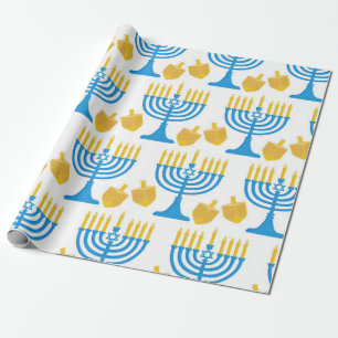 Hübsches Hanukkah Blau und Gold Geschenkpapier